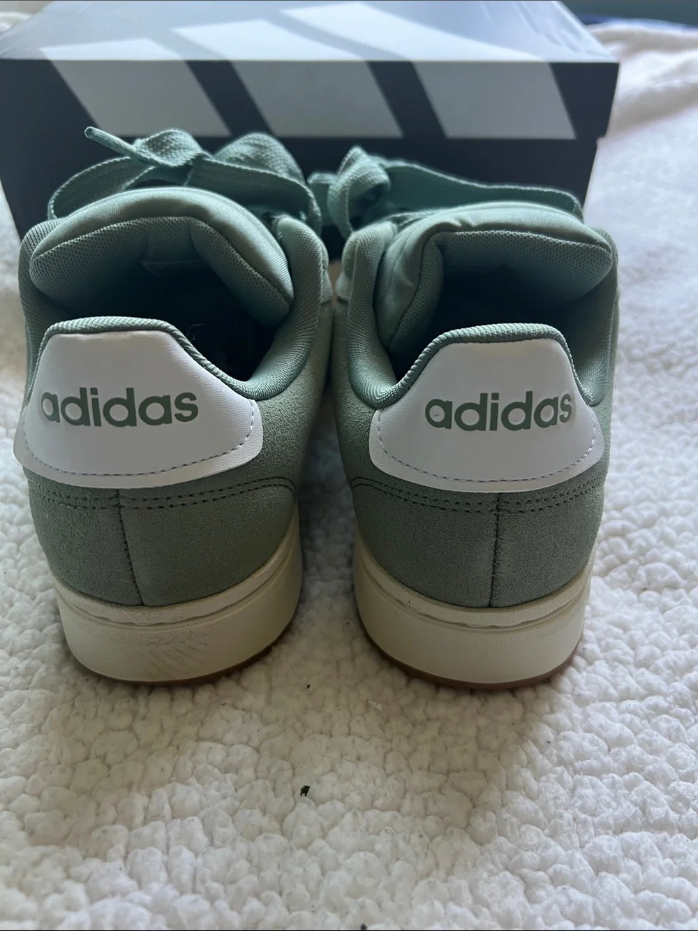 Adidas|  Court Alpha 00s Sneakers in Sage Green and White. W9